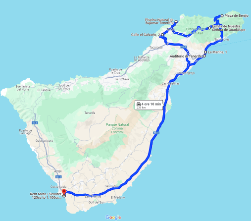 Motorcycle Routes Santa Cruz - Anaga - Benijo - Bajamar- Valle guerra