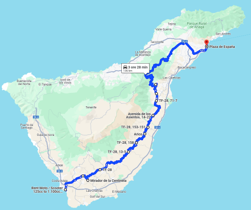 Motorcycle Routes In Los Cristianos - Santa Cruz