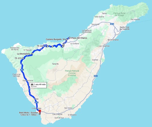 Route des motos à travers Ténérife : De Puerto de la Cruz à Los Cristianos